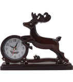 Jumping Deer With Black Cola Wood Finish Table Clock