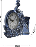 19x17 Cm Peacock Table Clock with Penstand For Home Office College K4179