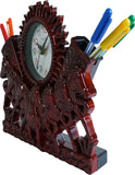 22x19 Cm Horse Table Clock With Penstand For Home Office College K4189