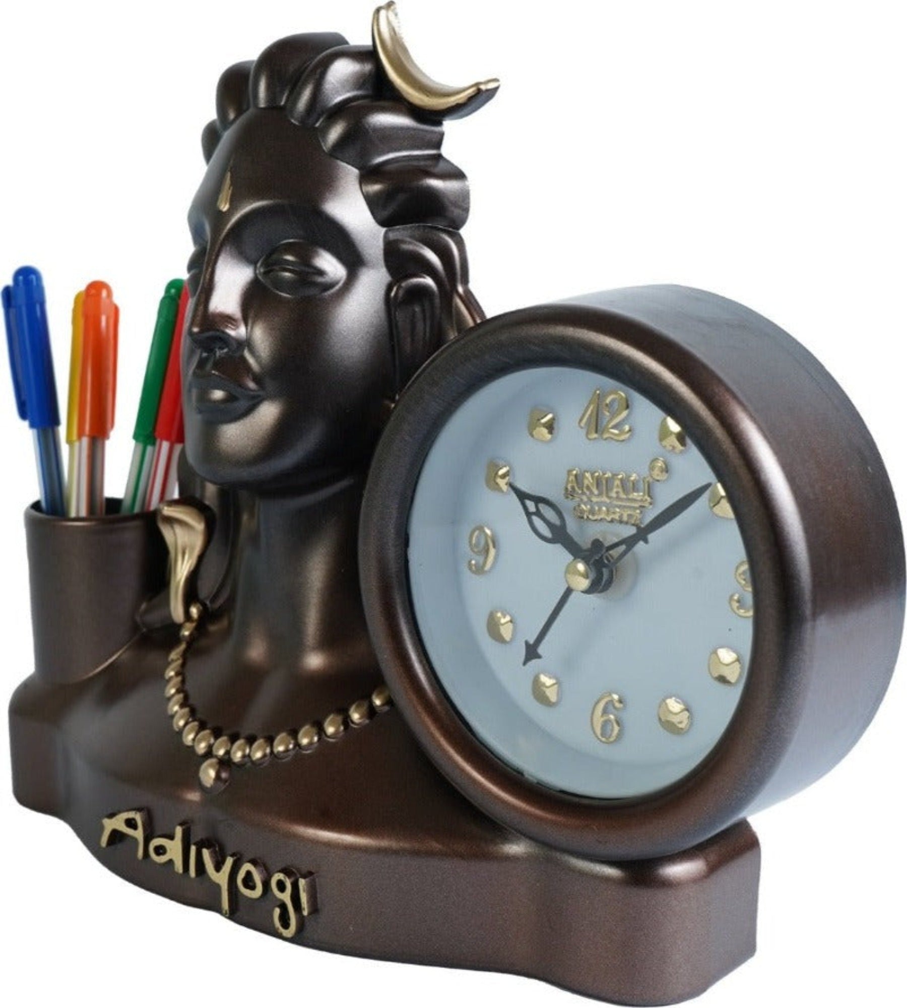 25x20 Cm Adiyogi Table Clock With Penstand For Home Office College K4194