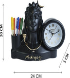 25x20 Cm Adiyogi Table Clock With Penstand For Home Office College K4192