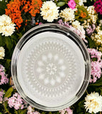 Sigaram German Silver 10 Inch Floral Designed Plate for Home Pooja Decor K2383