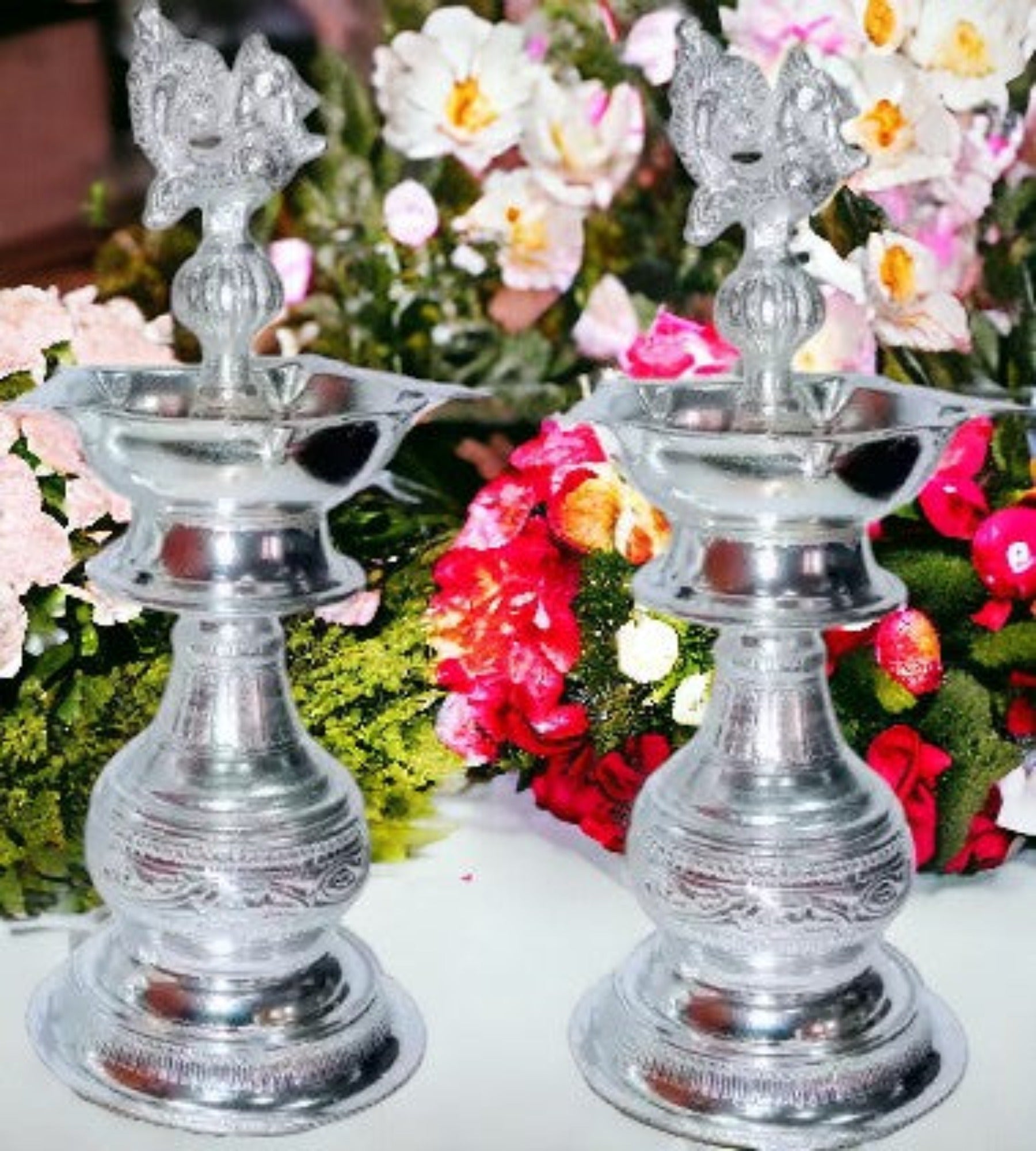 Sigaram 11 Inch Diya Made By Pure German Silver For Home Pooja Decor K4328