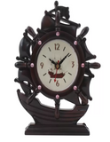 Sailing Ship Black Wood Finish Table Clock