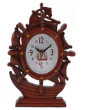 Sailing Ship Redish Cola Wood Finish Table Clock