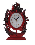 Sailing Ship Redish Rose Wood Finish Table Clock