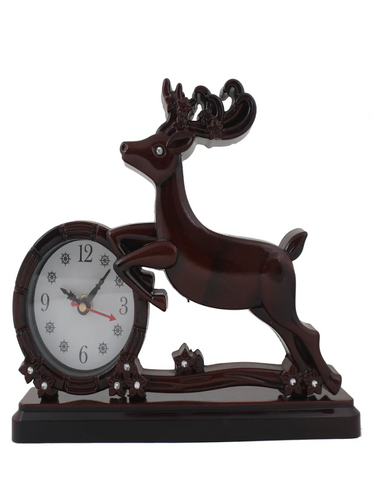 Jumping Deer With Cola Finish Table Clock