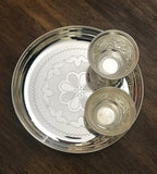 Sigaram German Silver 8 Inch Plate and Kum Kum Cup For Home Pooja Decore K 2435