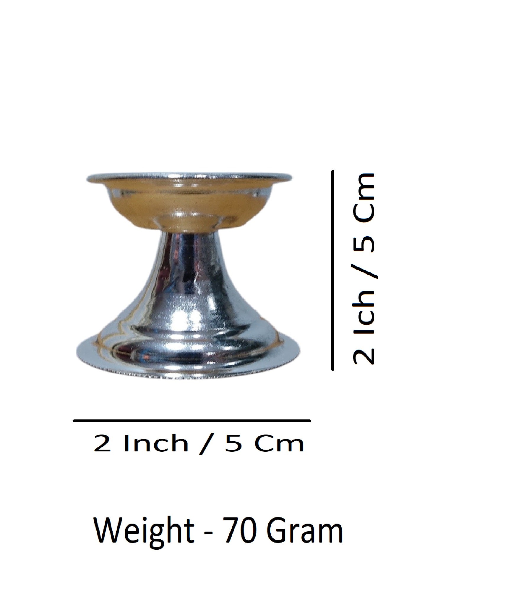 Sigaram 2X2 Inch Plain Diya Made by Pure German Silver For Pooja K4165