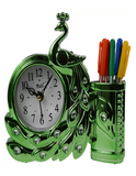 19x17 Cm Peacock Table Clock with Penstand For Home Office College K4180