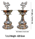 Sigaram 11 Inch Diya Made By Pure German Silver For Home Pooja Decore K4415