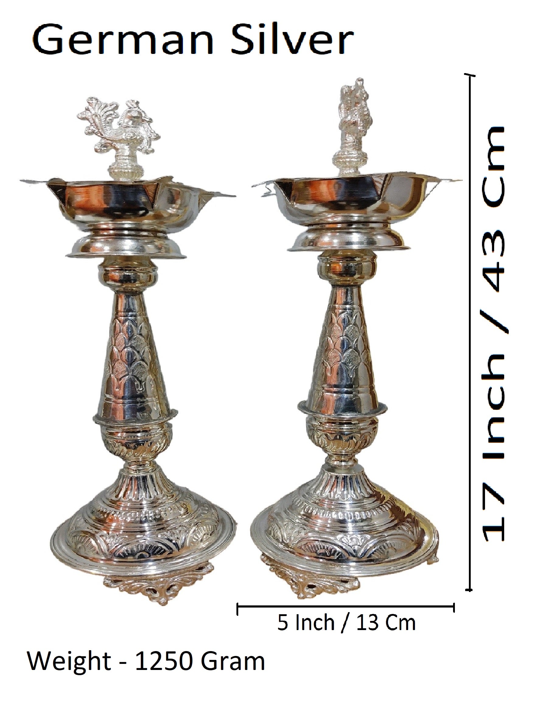 Sigaram 17 Inch Diya Made By Pure German Silver For Home Pooja Decore K4416