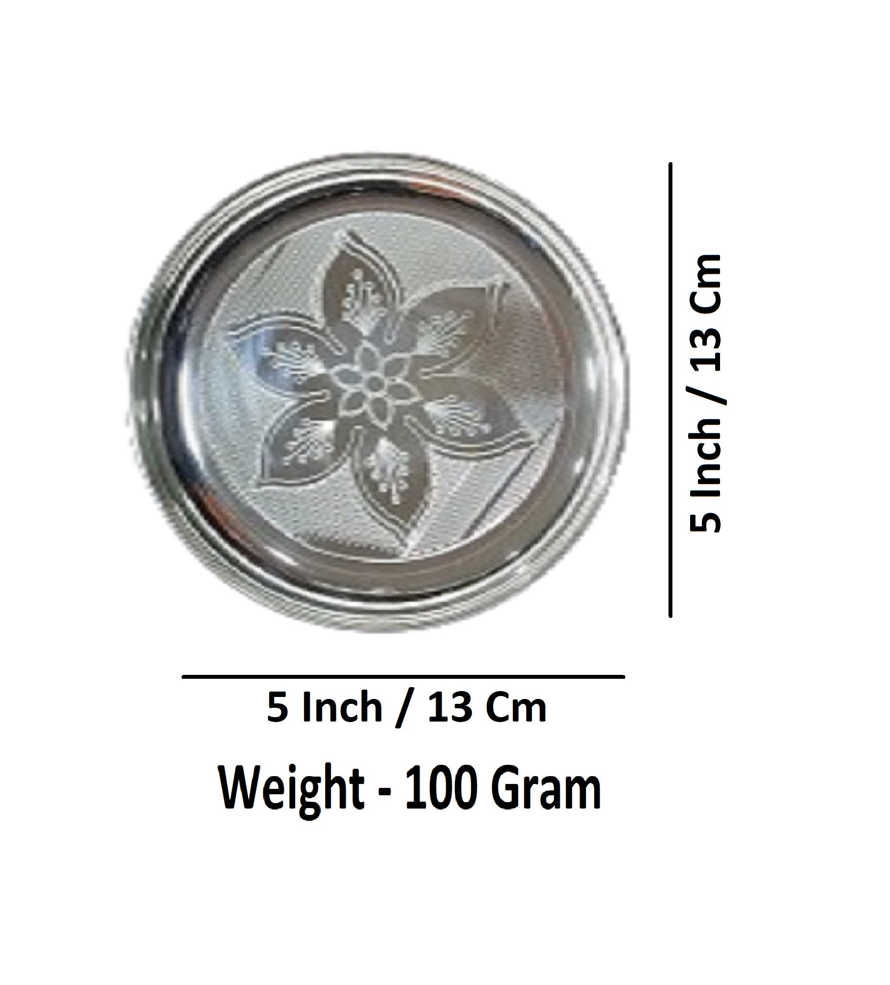 Sigaram German Silver 5 Inch Florel Design Plate For Home Pooja Decore K4431