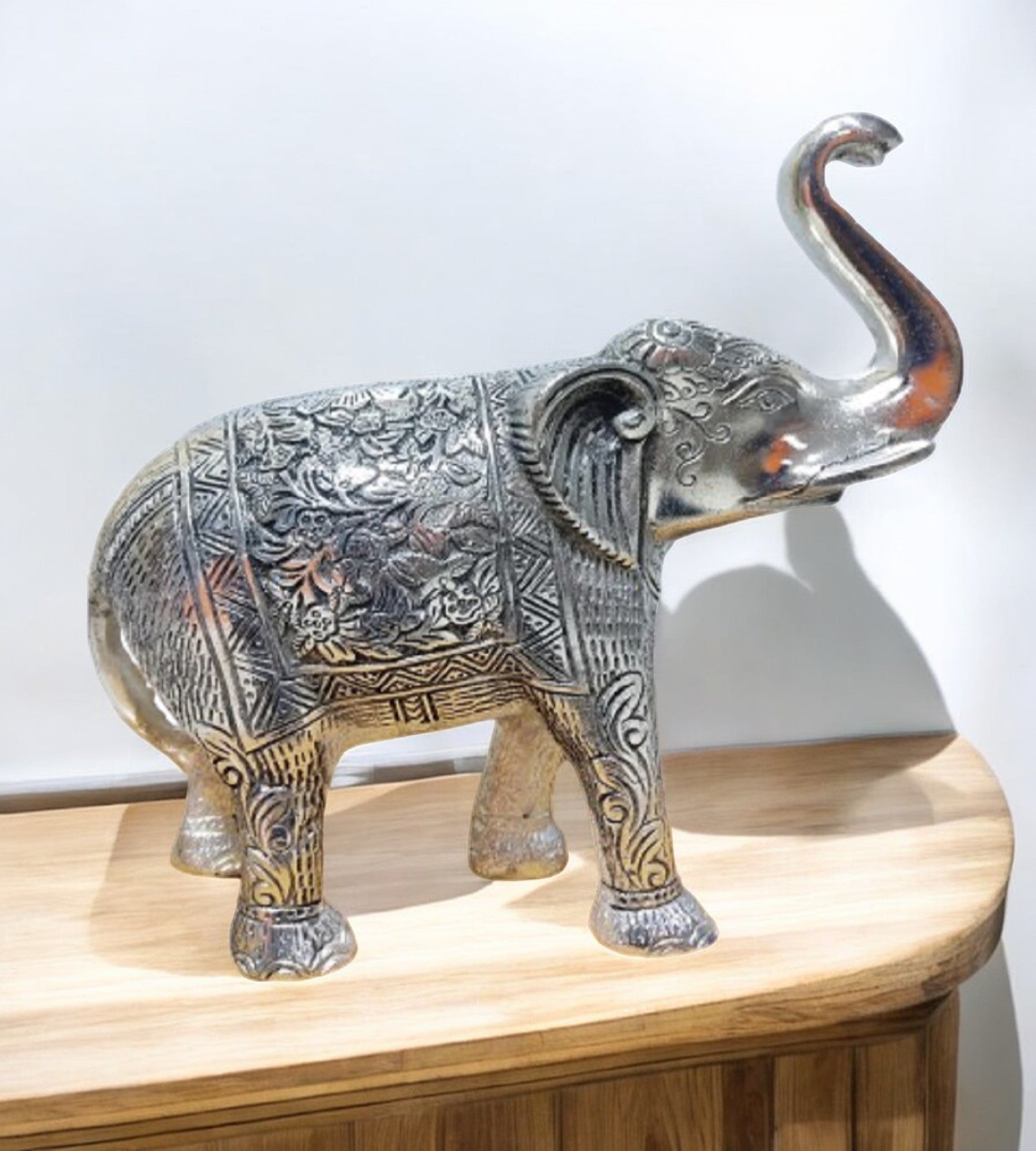 Sigaram 6.7 Inch Metal Elephant For Home Pooja Decore K4444