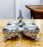 Sigaram 4 Inch  Antique German Silver 4 Cup Panchwala Kum Kum Cup For Home Pooja Decore K4480