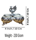 Sigaram 4 Inch  Antique German Silver 4 Cup Panchwala Kum Kum Cup For Home Pooja Decore K4480