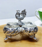 Sigaram 4 Inch  Antique German Silver 4 Cup Panchwala Kum Kum Cup For Home Pooja Decore K4480