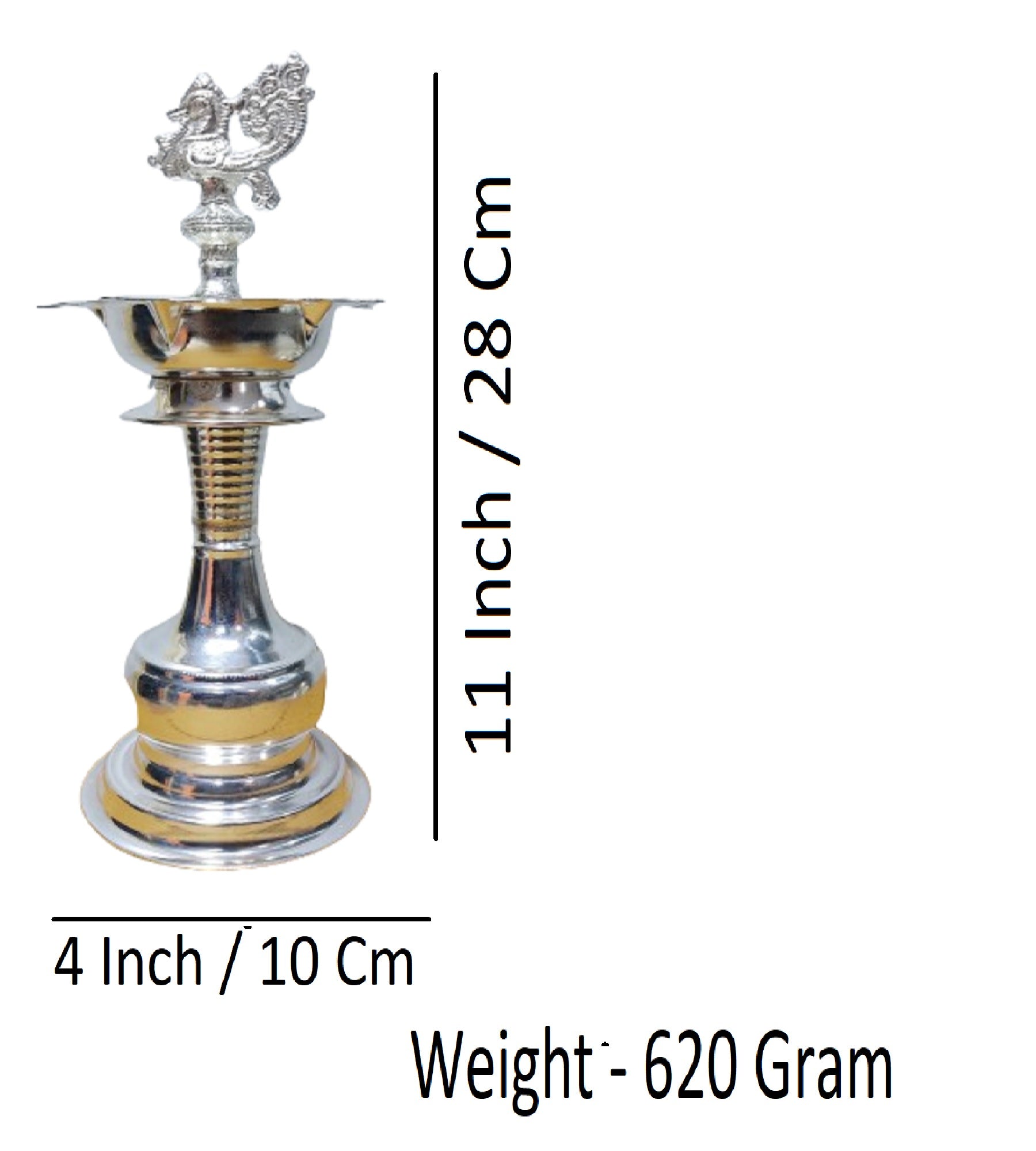 Sigaram German Silver 11 Inch Plain Diya For Home Pooja Decore K4485