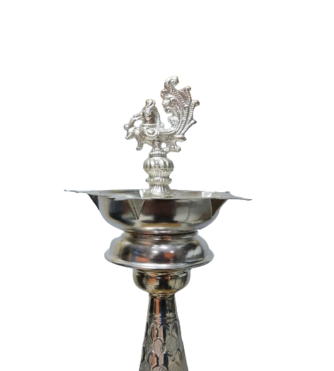 Sigaram 22 Inch German Silver Diya with Leg For Home Pooja Decore K4488