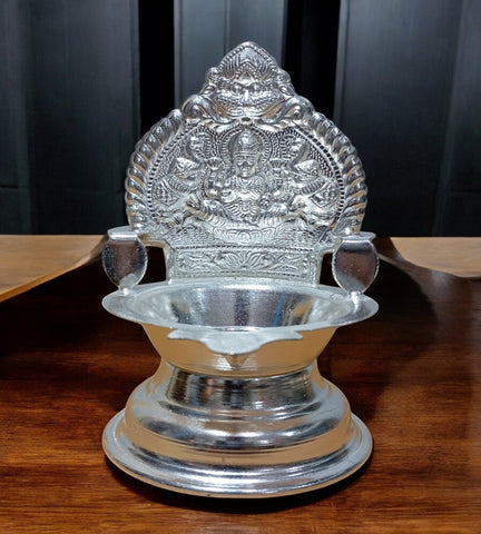 Sigaram 5.5 Inch Kamakshi Diya / Gaja Lakshmi Deepa For German Silver Table Diya K4551