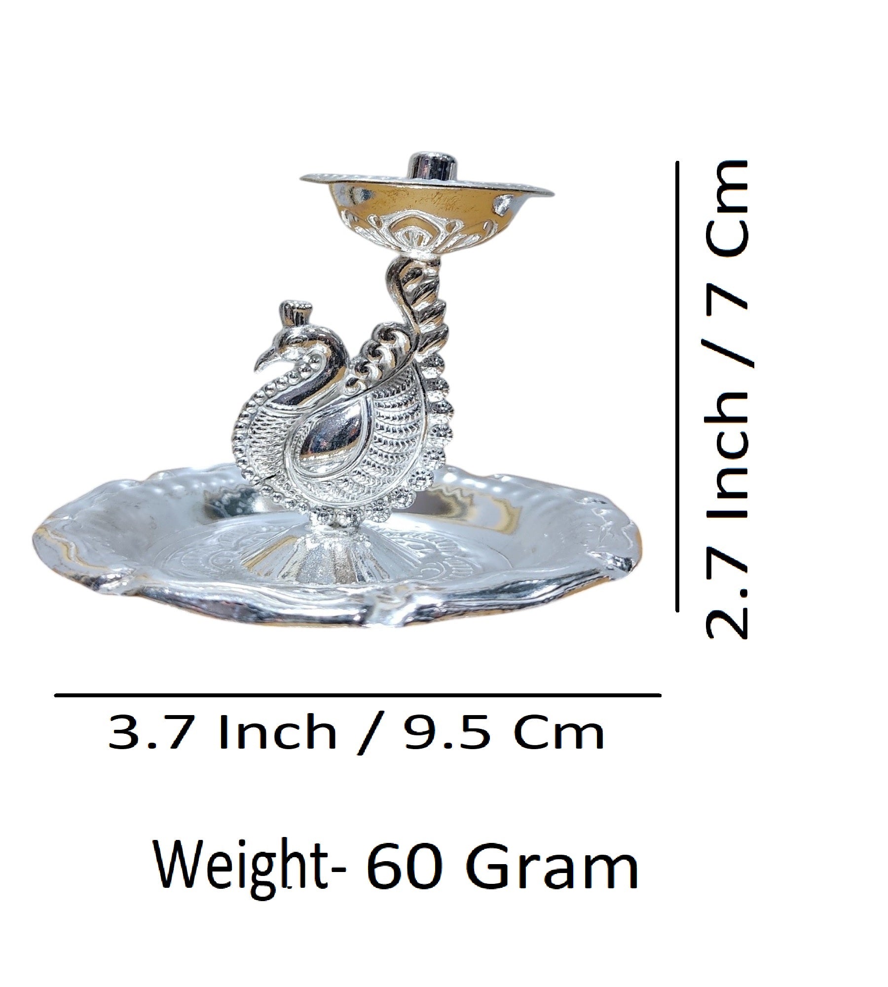 Sigaram Brass 2.7 inch Fancy Peacock Diya For Home Pooja Decore K4569