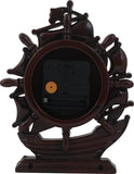 Sailing Ship Black Wood Finish Table Clock