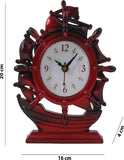 Sailing Ship Redish Rose Wood Finish Table Clock