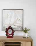 Sailing Ship Redish Rose Wood Finish Table Clock